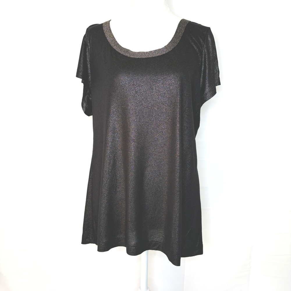Juicy Couture Black Metallic Short Sleeve Shirt‎ Top Whimsigoth Dark Fairy